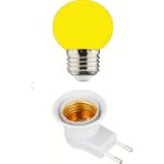 Mikasso Açma Kapama Anahtarlı Duy Fişli + 1W Tasarruflu E27 LED Gece Lambası Sarı Işık