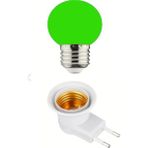 Mikasso Açma Kapama Anahtarlı Duy Fişli + 1W Tasarruflu E27 LED Gece Lambası Yeşil Işık - Çok Renkli