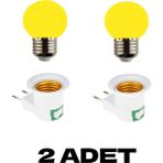 Mikasso Anahtarlı Fişli Duy 1 W Sarı Renkli E27 Duy LED Ampul 2 Adet