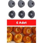 Mikasso Antrasit 6'lı Silikon Mini Kek Kalıbı - Muffin Kalıbı 6 Adet Göbekli Kek Kalıbı Silikon Beyaz