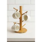 Mikasso Bambu Fincan Rafı, Bambu Bardaklık (35CM) Ahşap Bej Cn