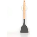Mikasso Bambu Saplı Spatula Servis Seti Spatula Kaşık Mutfak Gri Bambu Gri