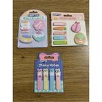 Mikasso Baskılı Desenli Yapışkanlı Notlar Karışık Ölçü 3 Takım ( Postit ) Set 3 Yapışkanlı Not Kağıdı - Çok Renkli