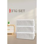 Mikasso Baza Altı Düzenleyici Hurç 3'lü Set 22X45X65 Büyük Boy Fermuarlı Şık Tasarım Tela Gri Tr