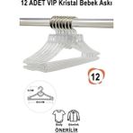 Mikasso Bebek Elbise Askısı 12 Adet Kristal-Fiyonk Bebek Kıyafet Askısı Vıp Plastik Beyaz Tr