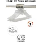 Mikasso Bebek Elbise Askısı 3 Adet Kristal-Fiyonk Bebek Kıyafet Askısı Vıp Plastik Beyaz Tr