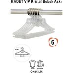 Mikasso Bebek Elbise Askısı 6 Adet Kristal-Fiyonk Bebek Kıyafet Askısı Vıp Plastik Beyaz Tr