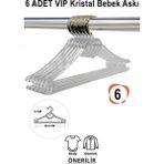 Mikasso Bebek Elbise Askısı 6 Adet Kristal-Kalp Bebek Kıyafet Askısı Vıp Plastik Beyaz Tr