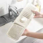 Mikasso Beyaz Bulaşık Süngeri Banyo Lavabo Tezgahı Koruyucu Silikon Musluk Matı Su Geçirmez Kaymaz Plastik B