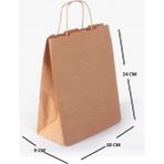 Mikasso Büküm Saplı Kağıt Çanta Kraft Çanta 25 Adet 25X12X31 Kraft 20 x 30 cm