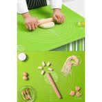 Mikasso Büyük Boy Silikon Hamur Açma Matı 50X40 cm Hamur Ölçekli Yeşil Çelik