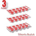 Mikasso Buz Kalıbı Slıkonlu 3 Adet Silikon