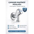 Mikasso Çamaşır Makinesi Musluğu 1/2'' Krom Pirinç Dayanıklı Sızdırmaz Bulaşık Makinesi Uyumlu
