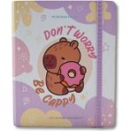 Mikasso Capybara A5 120 Yaprak Sert Kapak Spiralli Lastikli Ayraçlı Planner Defter (7827) Karton Spiralli 12 - Çok Renkli