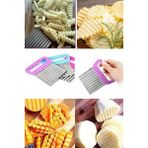Mikasso Chips Chopper Şekilli Sebze ve Meyve Dilimleme Tırtıklı Patates Dilimleyici Paslanmaz Çelik Çok Renk