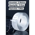 Mikasso Çift Taraflı Nano Bant 2 Metre 30 MM Güçlü Bant Zemin Duvar Halı Tablo Yapıştırma Bandı Çok Renkli