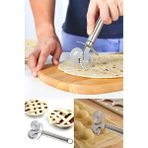 Mikasso Çift Taraflı Pizza ve Tırtıklı Hamur Kesme Bıçağı - Paslanmaz Çelik Pizza ve Hamur Kesme Bıcağı Çeli
