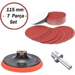 Mikasso Cırt Zımpara Seti Spiral Taşlama Matkap Uyumlu + Matkap Aparatı 115 mm (7 Parça)