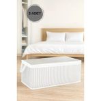 Mikasso Çizgili Büyük Boy Baza Altı ve Çekyat Tipi Hurç 70X35X20 cm 3 Adet Polipropilen 70 x 30 Gri Tr