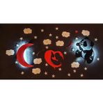 Mikasso Çocuk Odası Dekoratif Pembe Ay- Anne Bebek- Panda Gece Lambası Ledli Aydınlatma Plastik Pembe - Çok Renkli