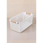 Mikasso Çok Amaçlı Şık Organizer Plastik Sepet, Buzdolabı ve Banyo Organizer, 5lt, 27X15X12CM, Beyaz Plastik