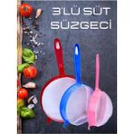 Mikasso Çok Amaçlı Süt Süzgeci 3'lü 14-17-20 cm Pirinç Bakliyat Süzgeci Plastik