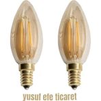 Mikasso CT-4280 Amber Renk Rustik Ampul E14 4W LED Ampül 4 Watt 220 V (2 Adet) - Çok Renkli