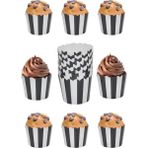 Mikasso Cupcake Kalıbı & Kek Kapsülü & Muffin Kek Kalıbı & 25'li Siyah Beyaz Kek Kalıbı Stoneware Siyah