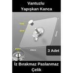 Mikasso Dayanıklı Yapışkan Kanca Iz Bırakmaz Süper Güçlü Vantuzlu Askı Cam Fayans Seramik Mermer 3 Adet Beya