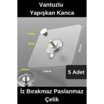 Mikasso Dayanıklı Yapışkan Kanca Iz Bırakmaz Süper Güçlü Vantuzlu Askı Cam Fayans Seramik Mermer 5 Adet Beya