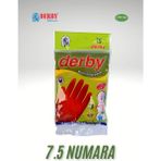 Mikasso Derby D-100 7.5 Numara Lateks Ekstra Güçlü Genel Amaçlı Naylon Bulaşık Eldiveni Kırmızı Kırmızı