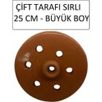 Mikasso Dolma Taşı Sarma Taşı Kapağı 25 cm Tam Sırlı Toprak Toprak Kahverengi