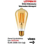 Mikasso Edison St 64 Flamanlı Rustik LED Ampul Armut Model Rustik Tasarruflu Ampul Beyaz