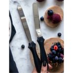 Mikasso Eğik Pasta Sıvama Spatulası Düz Pasta Sıvama Spatulası 2li Takım Çelik Spatula Çelik Siyah