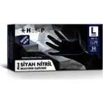 Mikasso Ekstra Kalın Siyah Nitril Pudrasız Muayene Eldiveni Large 50'li Siyah
