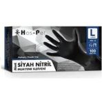 Mikasso Ekstra Kalın Siyah Nitril Pudrasız Muayene Eldiveni Medium 50'li Siyah