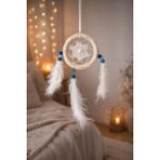 Mikasso El Yapım Dream Catcher Düş Kapanı 8 cm 1 Adet Tüylü Dantel Duvar Asmalık Beyaz Iplik - Çok Renkli