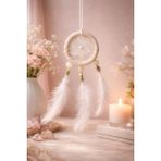 Mikasso El Yapımı Dantel Dream Catcher Düş Kapanı 8 cm 1 Adet Tüylü Duvar Asmalık Beyaz Iplik - Çok Renkli