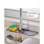 Mikasso Elastik Musluk Lavabo Matı Gri-Su Tutucu Düzenleyici Kaydırmaz Mutfak Banyo Matı, 37X12 cm Silikon G