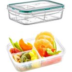 Mikasso Fresh Box 3 Bölmeli Saklama Kabı 1000 ml Hava Geçirmez Sıvı Sızdırmaz Beslenme Kabı Plastik Beyaz