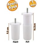 Mikasso Gizli Mobilya Kanepe Sehpa Tv Ünitesi Koltuk Orta Destek Ayağı Ayarlanabilir 9.5 Cm Beyaz Baza Ayak