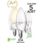 Mikasso Grafen E14 Duy Gün Işığı 5 Adet Mum Buji Ampul Avize Abajur Lambası Ince Duylu Lamba 5'li Set - Çok Renkli