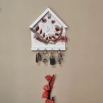 Mikasso Handmade Kapı Giriş Anahtarlık Askılığı Duvar Dekorasyonu El Yapımı Taş Boyama Ahşap Kırmızı - Çok Renkli