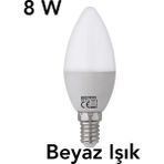 Mikasso Horoz Ultra 8 W LED Ampul E14 Avize Mum Ampül Beyaz Işık 6400K 800 Lmn