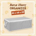 Mikasso Hurç Çizgili Su Itici Kumaştan Fermuarlı Sandık Baza Hurç ( 4 Adet ) 45 x 64 Tekstil Gri Tr