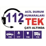 Mikasso Iş Güvenliği Levhası Uyarıcı Levha Ikaz Levhası Acil Durum 112 Telefonları Tek Çatıda 20X30 cm