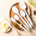 Mikasso Isıya Dayanıklı Yanmaz Yapışmaz Silikon Spatula Seti 6 Parça Kırık Beyaz Silikon Beyaz