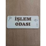 Mikasso Işlem Odası Kuaför Salonu Yönlendirme Tabelası Kapı Duvar Dekoru Yazı Ahşap Beyaz - Çok Renkli