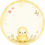 Mikasso Isme Özel Civciv Tema Yuvarlak Bebek Kuşe Sticker/ Etiket 4 cm 100 Adet - Çok Renkli