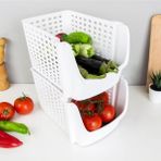 Mikasso | Istiflenebilir Geniş Düzenleyici Sepet, Beyaz, Pratik ve Şık Tasarım Plastik 40 x 40 Beyaz Tr